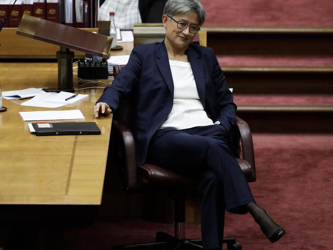 Penny Wong during Question Time in the Senate. Picture: Sean Davey.