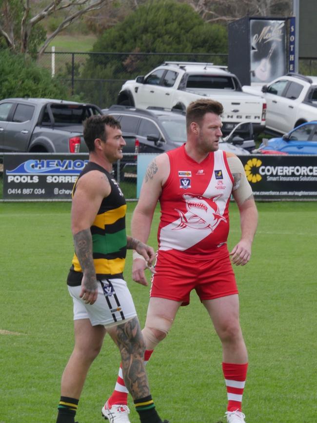 Sam Groth playing footy for Sorrento on Saturday.