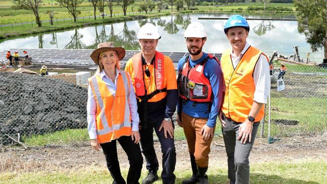 The new sewage plant could be installed as early as tonight. From left Sharyn Hunnisett, Geoff Fussell, Vincent Pinchou and Isaac Smith. Picture: Samantha Poate