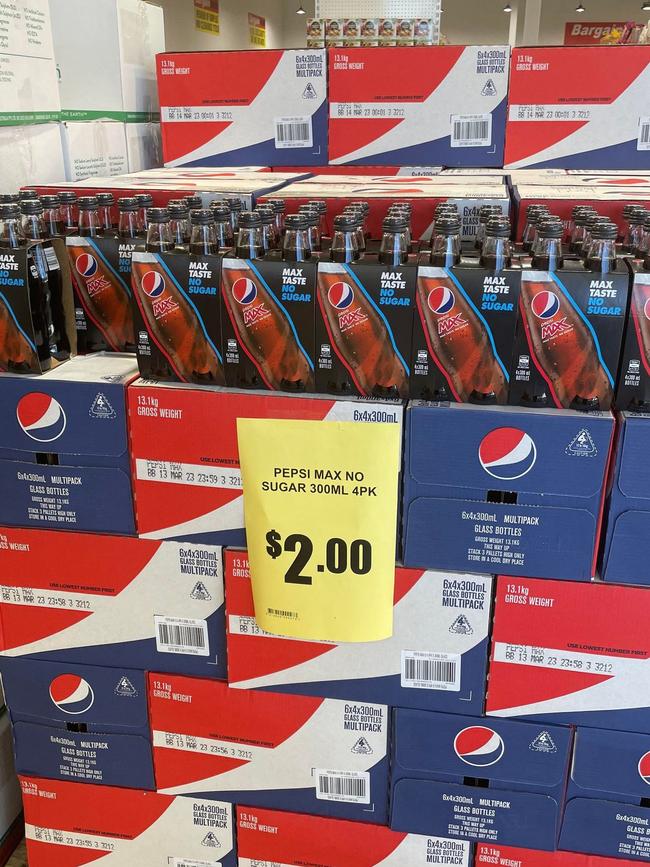 Four packs of Pepsi no sugar are selling for $2.