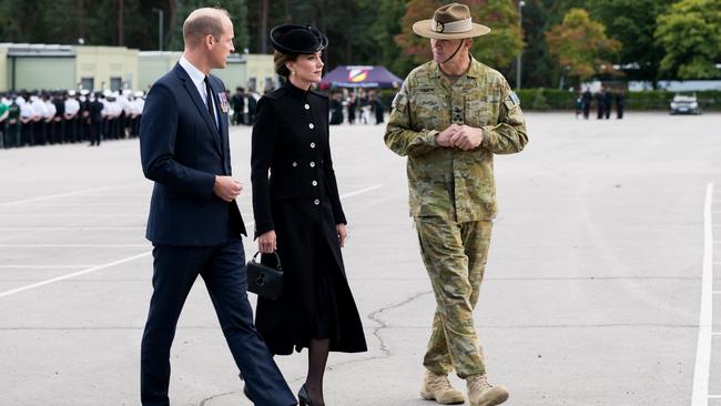 The Prince and Princess of Wales with Brigadier Mason as they met ADF personnel due to take part Queen Elizabeth II's state funeral in September 2022. Picture: Supplied