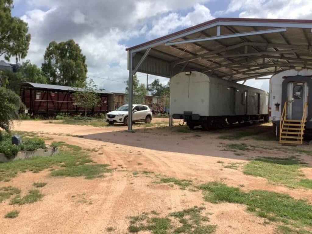 The stolen White Mazda CX5 was discovered in the Gayndah Railway Museum on Wednesday morning. Photo/QPS