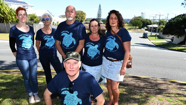 Some Buddina residents are opposed to a highrise develpment planned for the the area.Friends of Buddina spokesman Terry Boyce (front) is pictured with the other members (who don't want to be named in the photo).