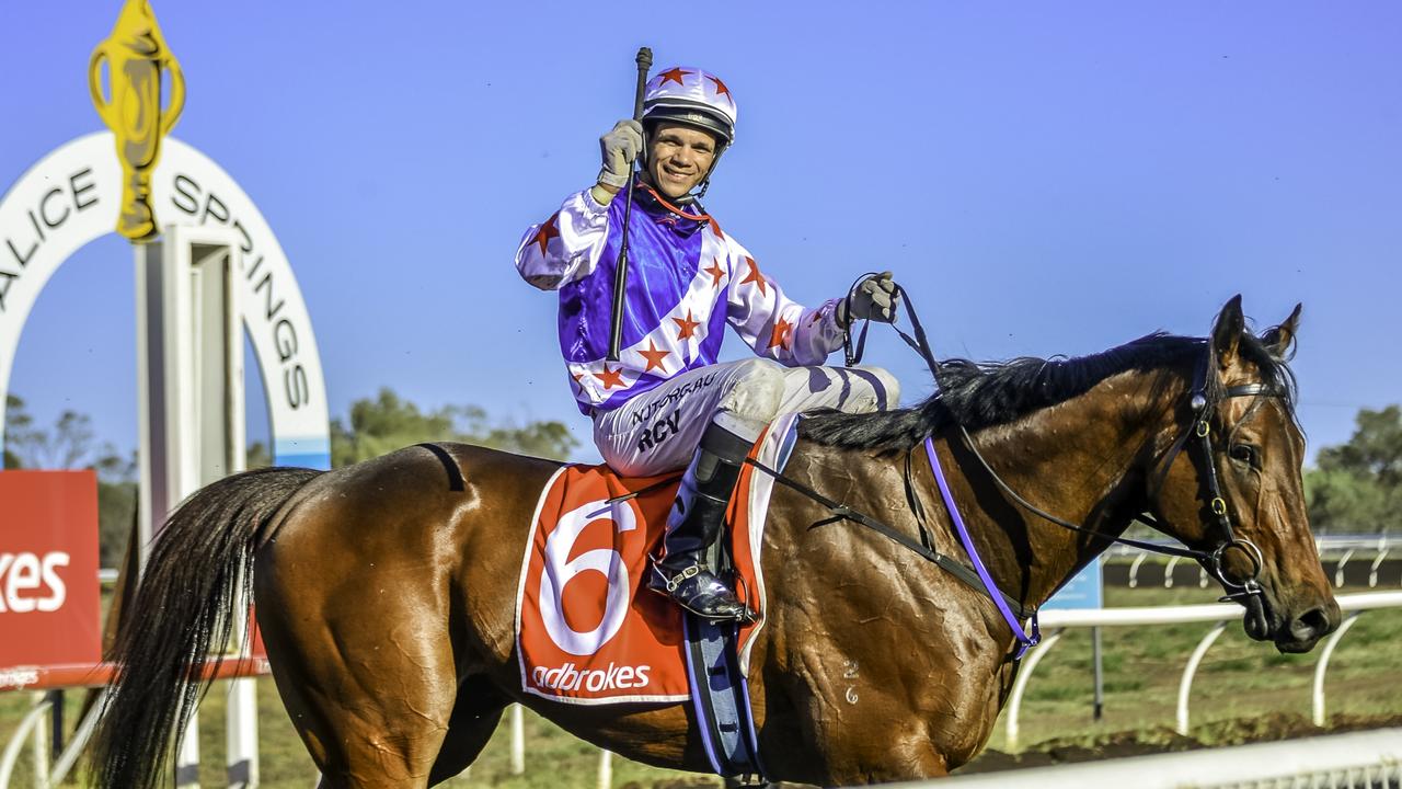 Shift the Risk, ridden by Raymond Vigar, winner of the NT Guineas. Picture: Nikki Westover