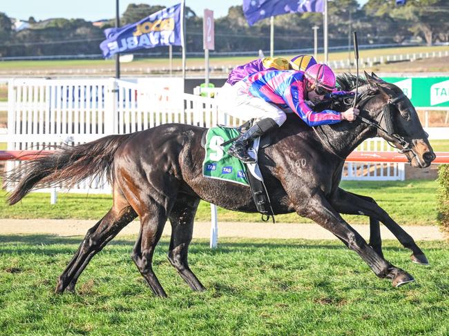 Jabbawockeez (NZ) ridden by Daniel Stackhouse wins the The Whalers Hotel BM70 Handicap at Warrnambool Racecourse on May 01, 2024 in Warrnambool, Australia. (Photo by Reg Ryan/Racing Photos via Getty Images)