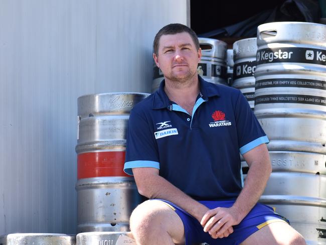 Co-owner of the Lawrence Tavern Luke Many says the one-litre tapped beer special during lockdown has been a popular purchase.