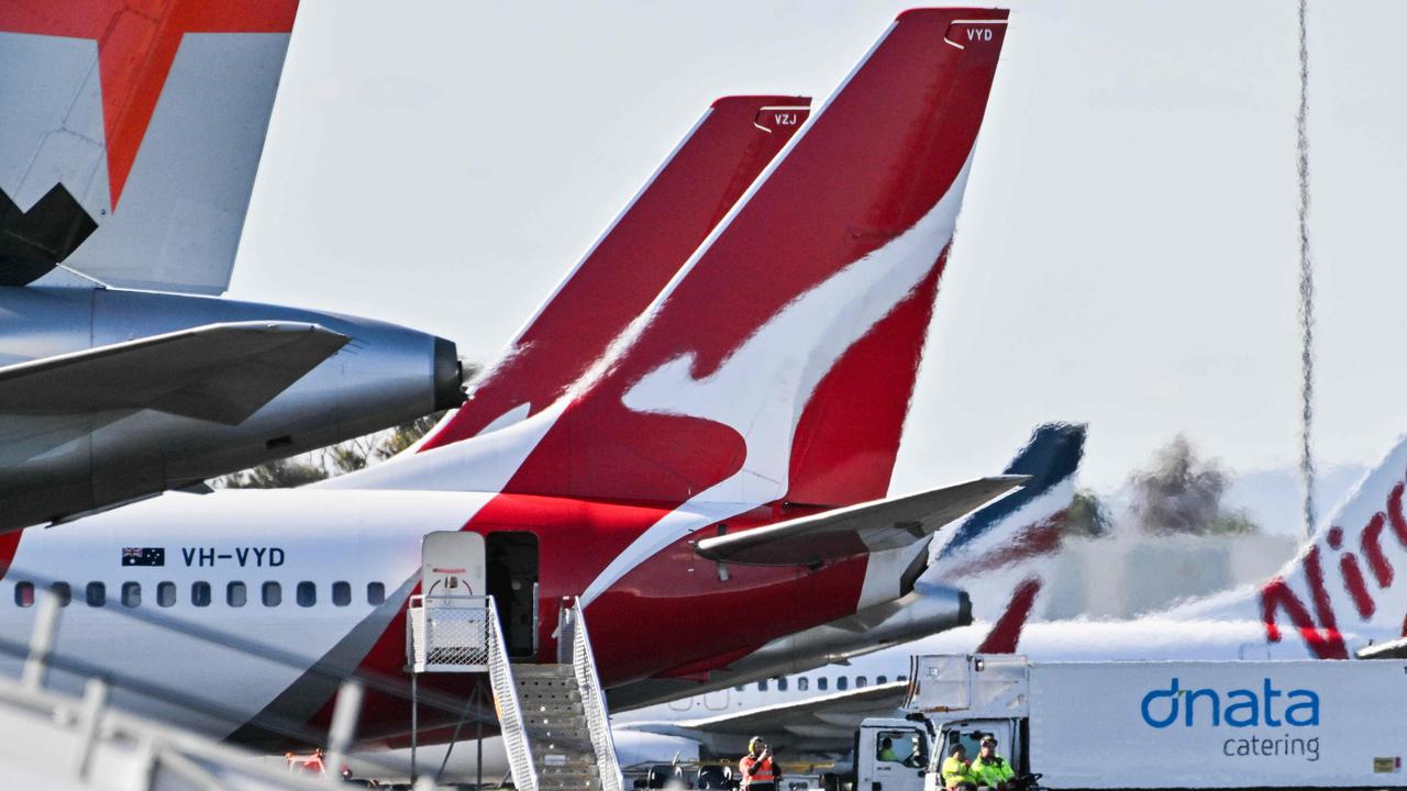 Qantas has delivered a 28 per cent drop in its statutory profit after tax year-on-year. Picture: NewsWire/ Brenton Edwards