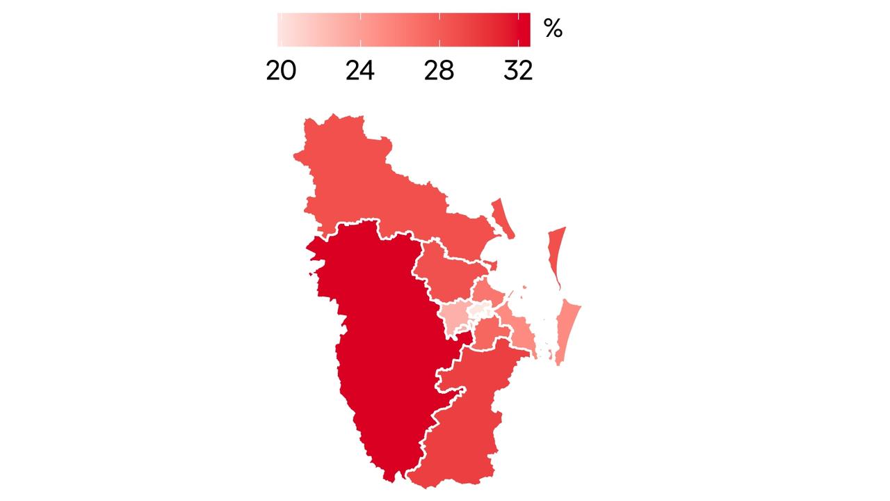 Brisbane home price growth Year to May 2022 across ABS statistical area level 4 regions. Source: PropTrack Home Value Index.