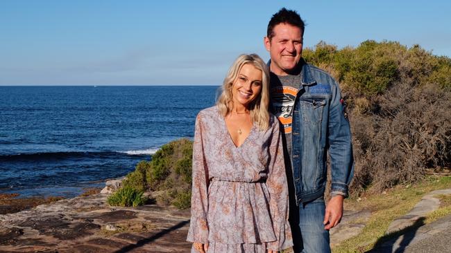 Cronulla Sharks legend Jason Stevens with his wife Beck. Picture: Eliza Barr