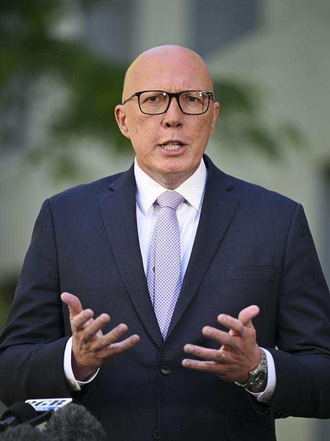 Peter Dutton will fight the election on the high cost of living. Picture: NewsWire / Martin Ollman