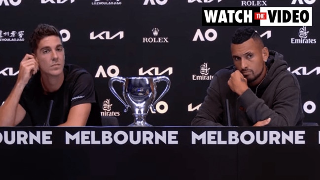 American journalist asks Nick Kyrgios and Thanasi Kokkinakis 'cringeworthy' question (Wide World of Sports)