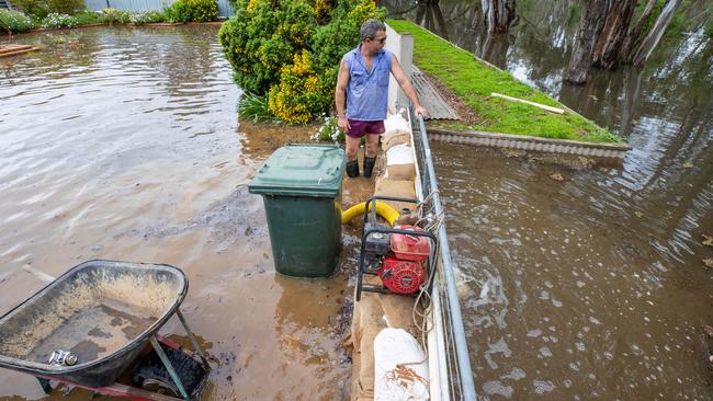 Water spills into Echuca properties on Friday. Picture: Jason Edwards