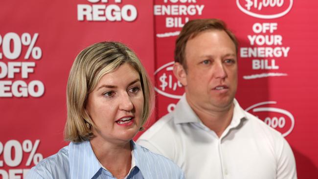 Queensland Health Minister Shannon Fentiman and Premier Steven Miles in Hervey Bay on Monday. Picture: Liam Kidston