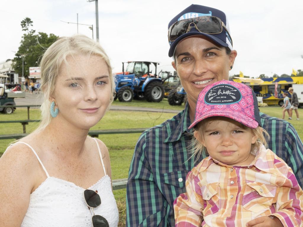 Isabel Glasser, Corena Werth and Abbie Werth on day 3 of the Toowoomba Royal Show. Sunday, March 27, 2022. Picture: Nev Madsen.