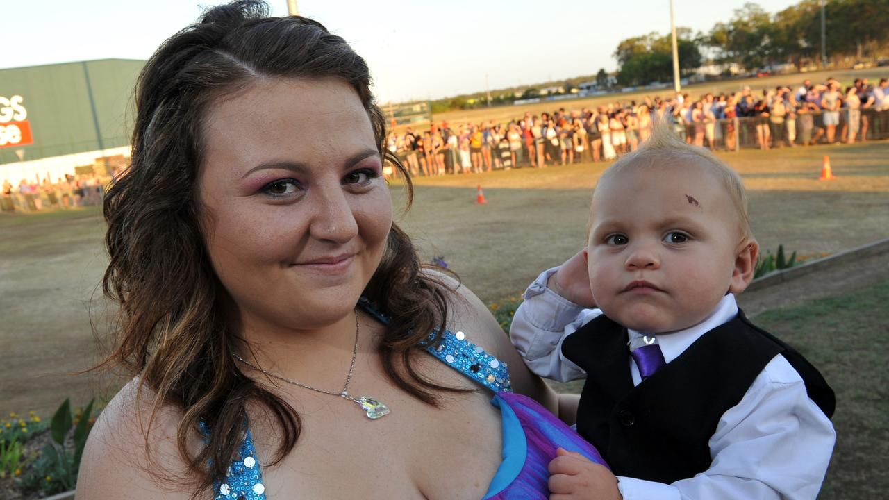 Natasha Scerri with little Noah Challacombe at the Bundaberg High School Prom. Photo: Scottie Simmonds/NewsMail