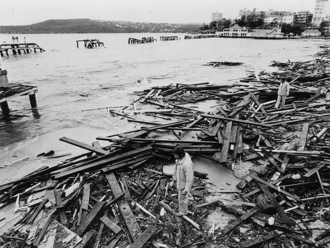 The remains of the Manly harbour pool on May 26, 1974. Photo Manly Daily