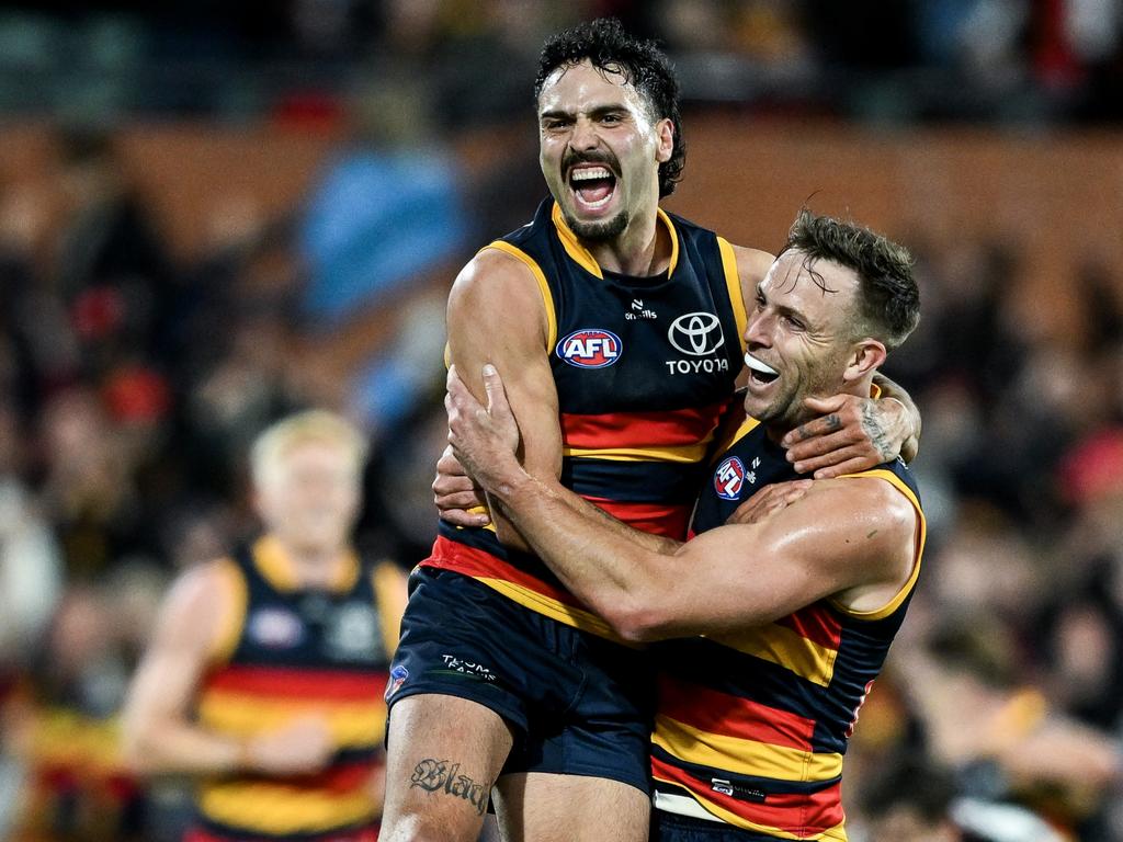 Izak Rankine celebrates a Showdown goal. Picture: Getty Images