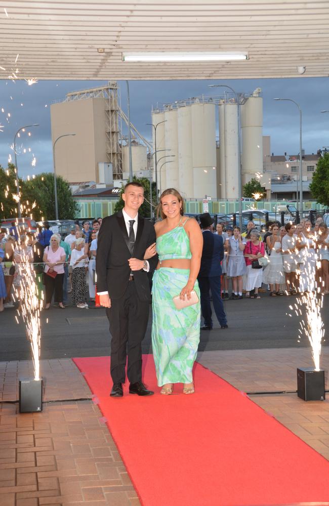 Toowoomba school formals. At the 2023 St Ursula's College formal is graduate Emily Dolley with her partner. Picture: Rhylea Millar