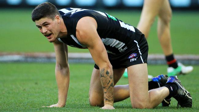 Jack Crisp and the Pies were cut up by the Bombers’ transition. Picture: Mark Stewart