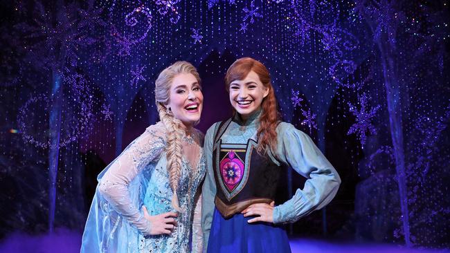 Jemma Rix as Elsa and Courtney Monsma as Anna from Frozen The Musical. Picture: Tim Hunter.