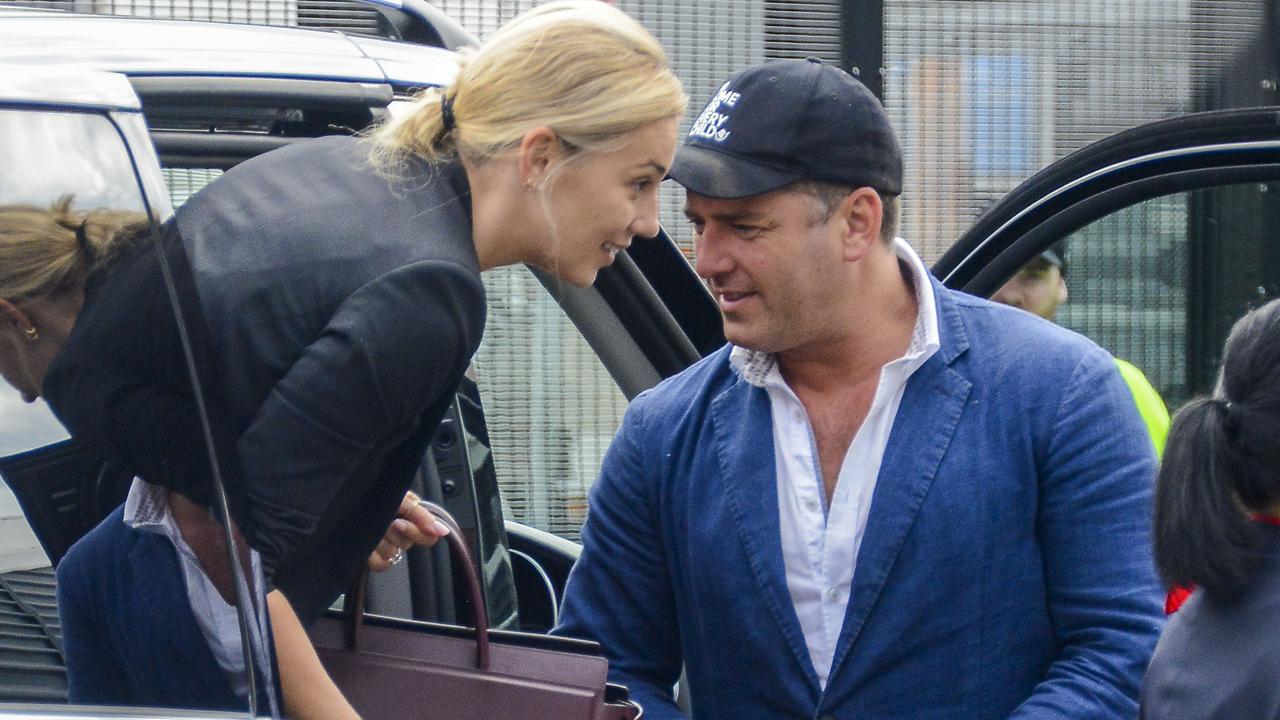 Karl Stefanovic and Jasmine Yarbrough at Sydney Airport to catch a flight to Mexico for their wedding on December 8. Photo: Media Mode.