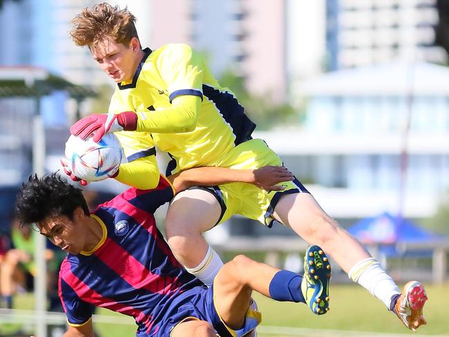 GPS First XI football between Brisbane State High and the Southport School. Saturday May 6, 2023. Picture: George Galanos.