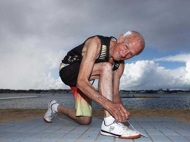 Robert Kendall , 81 is preparing for the  half marathon at Broadwater Parklands.Photograph : Jason O'Brien