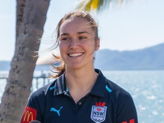 Women's State of Origin representatives in Townsville to promote game 3 on June 27. Kirra Dibb (Cowboys) speaks to media. Picture: Townsville City Council.