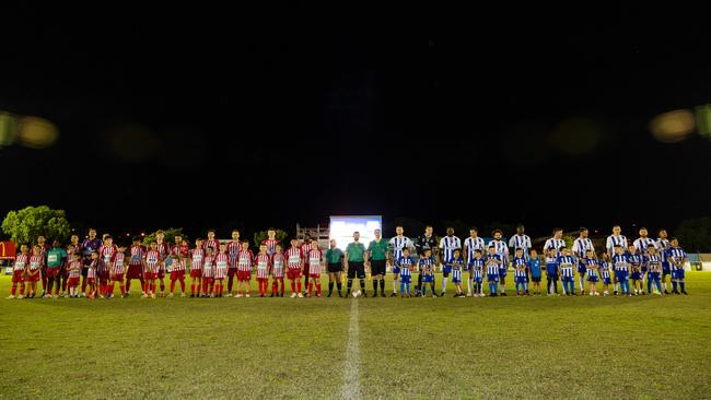 Action shots from the fifth annual GleNTi Cup between Hellenic AC and Darwin Olympic SC, June 3, 2025. Picture: Pema Tamang Pakhrin