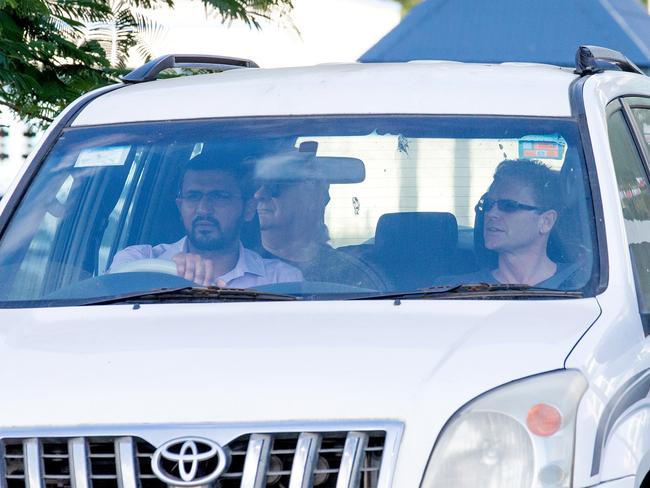 Danny Nikolic and father John Snr leave the hospital. Picture: Mark Stewart