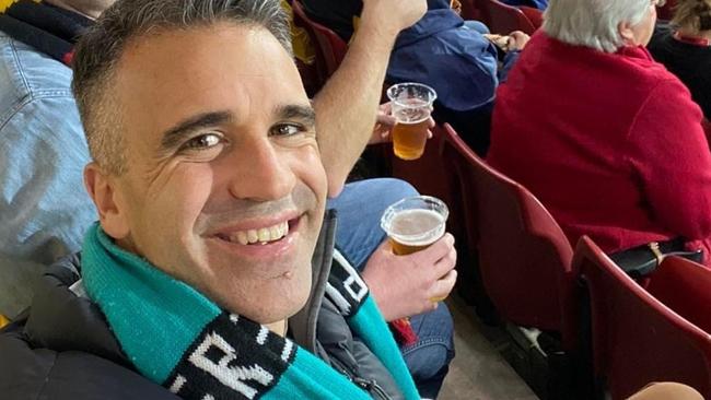 Premier Peter Malinauskas watching footy at Adelaide Oval. Picture: supplied.