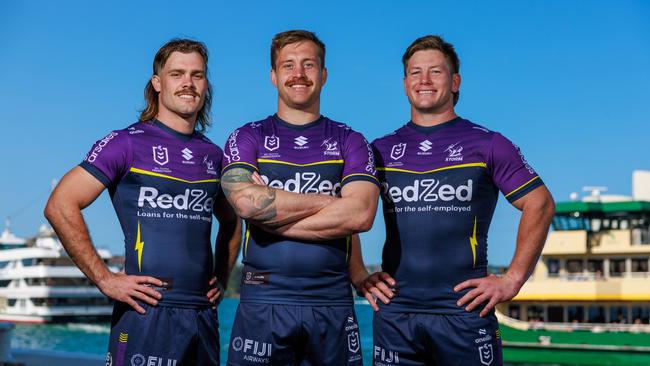 The Storm have invested heavily in an all-star spine featuring Papenhuyzen, Cameron Munster, Harry Grant and Jahrome Hughes. Picture: Justin Lloyd.