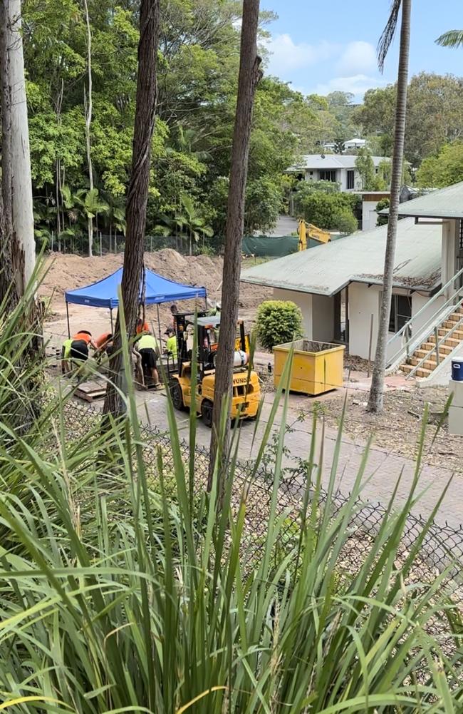 Workers were seen tearing up pavers at the Palmer Coolum Resort.