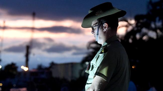 Anzac Day Dawn Service at Anzac Park, Townsville. Catafalque Party member PTE Chris Paterson. Picture: Evan Morgan