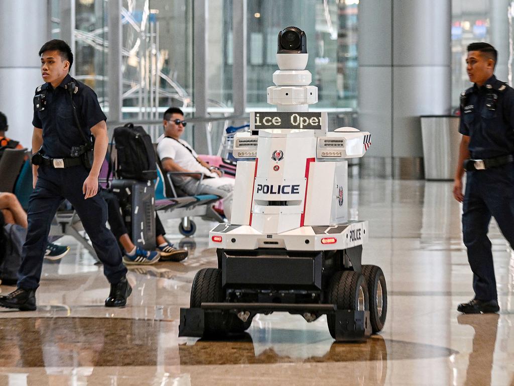 A police robot at Changi Airport. Picture: Kua Chee Siong/The Straits Times/AFP