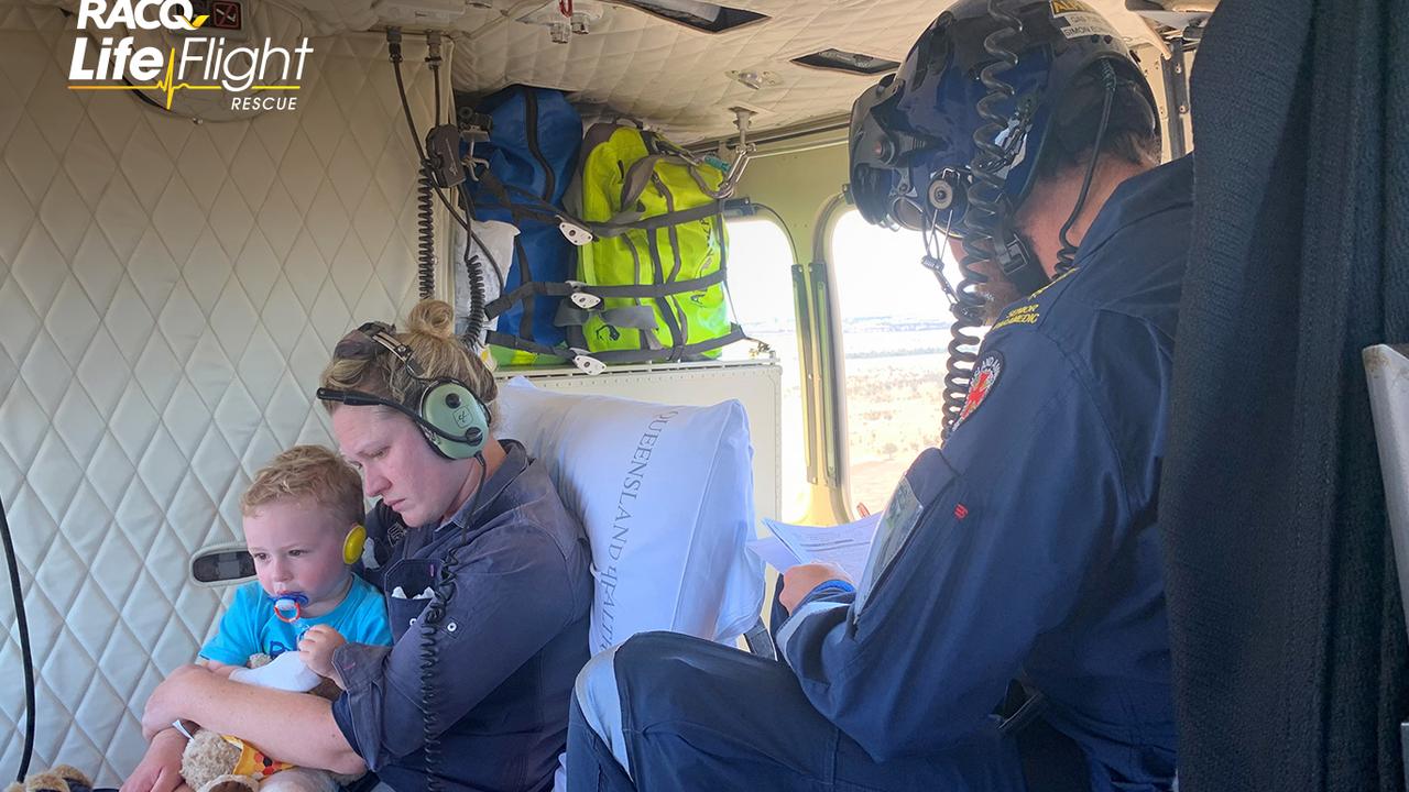 A quick-thinking mum has saved a toddler's life after he was bitten by a brown snake bite in regional Queensland. Photo: RACQ LifeFlight Rescue