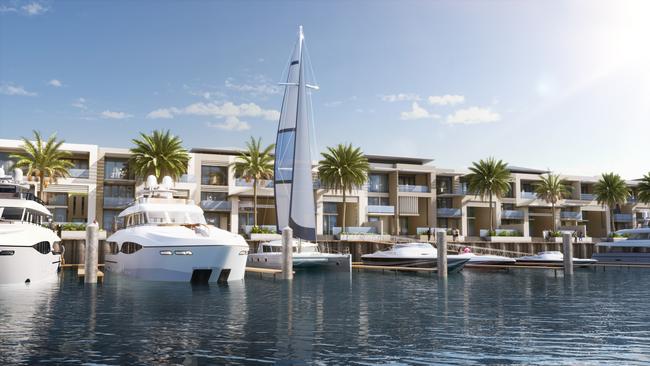 Renders of the $350m Shute Harbour Marina Resort, which is set to start construction with a year