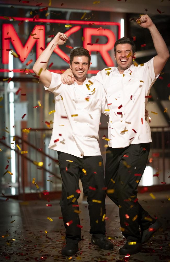 My Kitchen Rules 2019 winners Matt Gawthrop and Luke Stewart, cricket mates from Newcastle. Picture: Channel 7