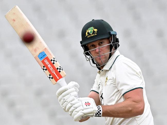 Beau Webster plays a shot during the Australia A clash with India A. Picture: AFP