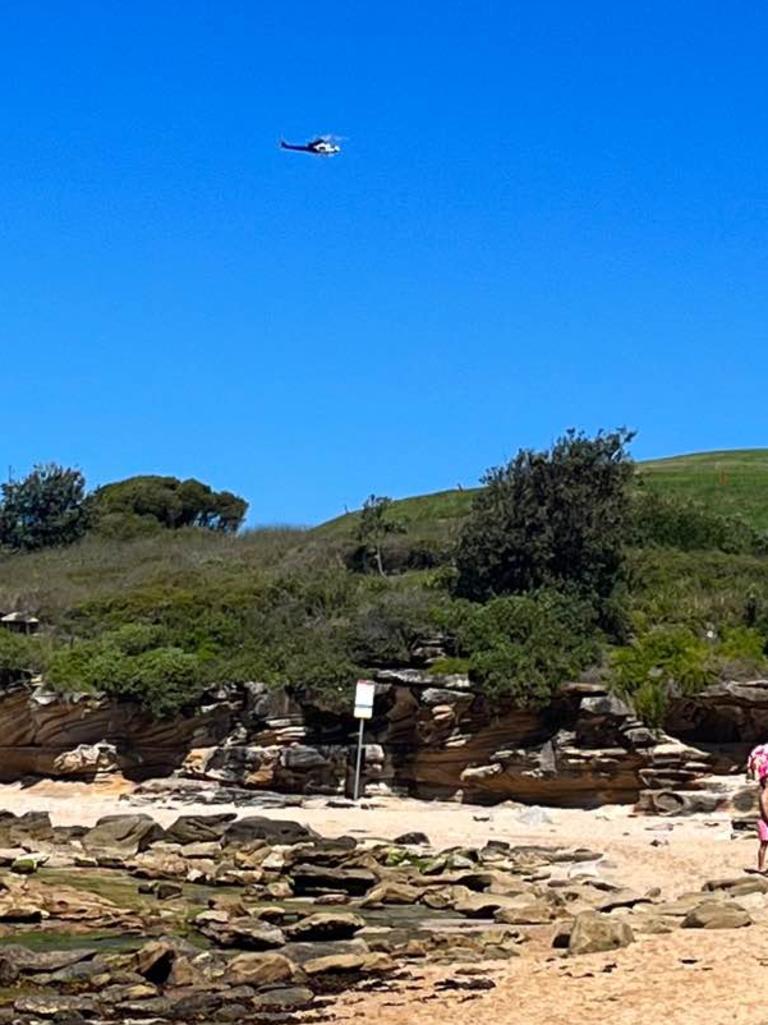 Rescue helicopters were seen around the beach, were they winched the child from the water. Picture: Supplied.