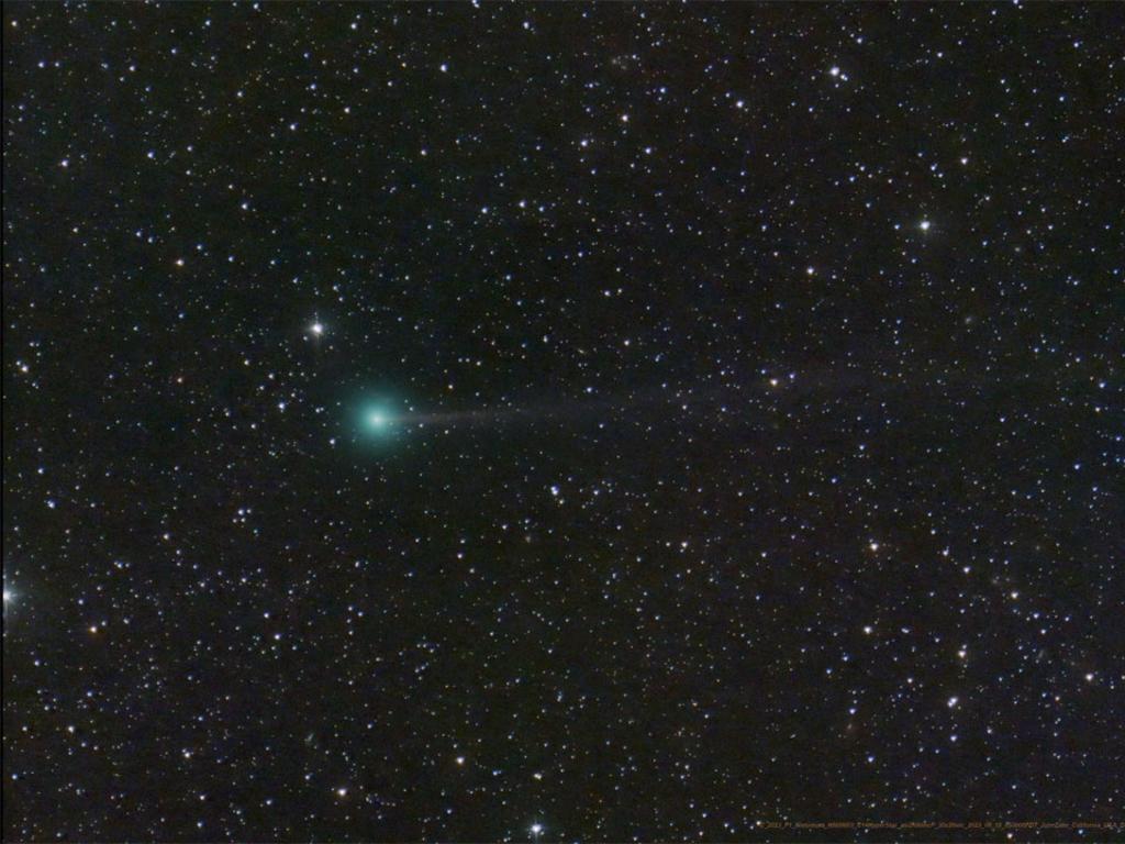 This handout image released by NASA on September 6, 2023, shows Comet Nishimura at an undisclosed location in space. Picture: Dan Bartlett / NASA / AFP