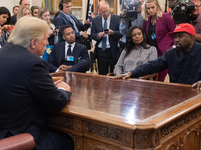 Kanye West met with Donald Trump at the White House in 2018. Picture: AFP