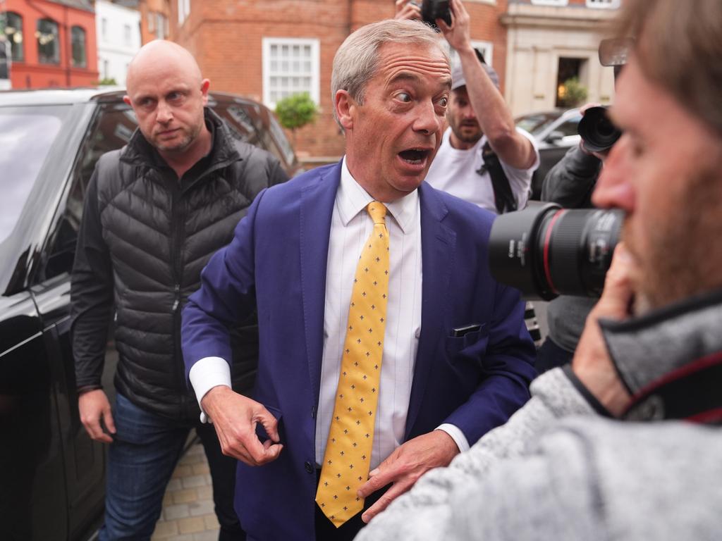 Reform UK leader Nigel Farage arrives at the fundraiser. Picture: Getty Images