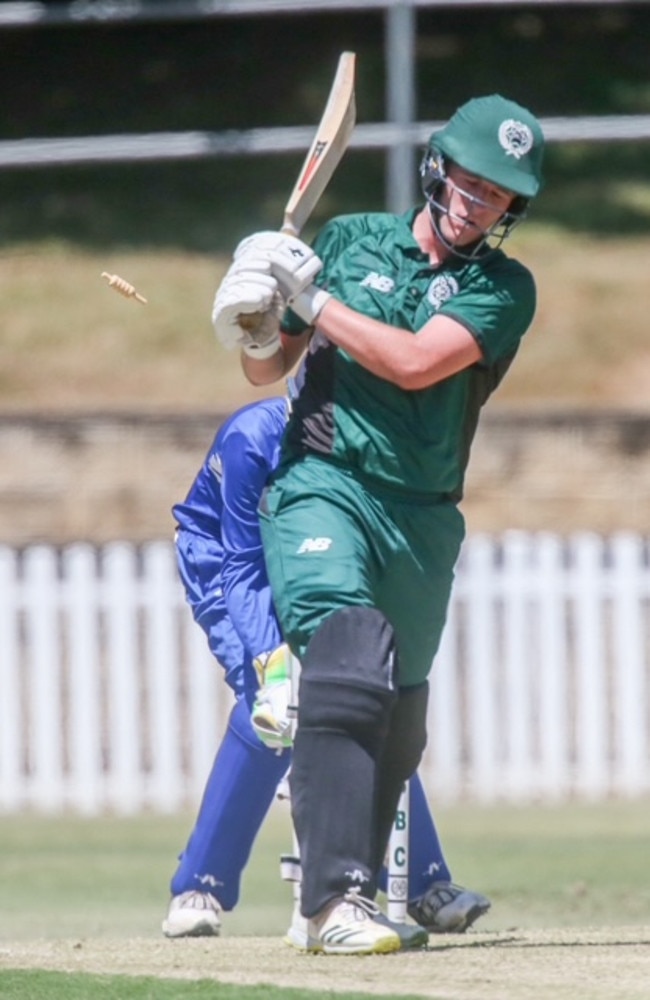 Ryan Atley. GPS First XI cricket round 4 action between BBC and Nudgee College. Picture: Stephen Archer