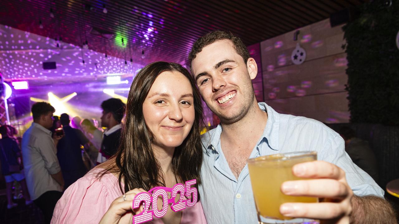 An-Rieta Owen and Luke Neale celebrate New Year's Eve at Fitzy's. Picture: Kevin Farmer