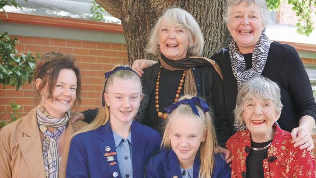 Four generations of the Fletcher/Covernton family have been students at Walford Anglican School for Girls. In the back row are Mary and Jane (second generation) with Alison (third generation, mother of current students), students Isobel and Amelia (fourth generation) and great-aunt Helen (second). Picture supplied