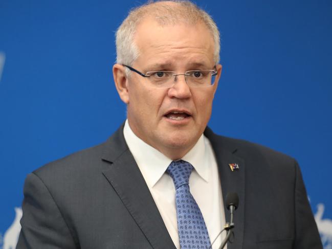 Australian Prime Minister Scott Morrison announces the government's climate package at a function in Melbourne, Monday, February 25, 2019. (AAP Image/David Crosling) NO ARCHIVING