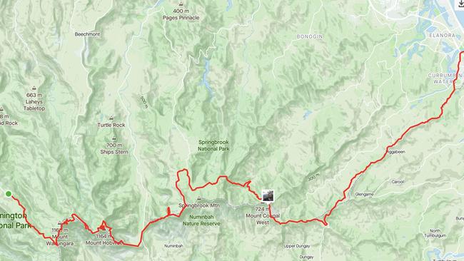 The completed map of their hike. Photo: Ben Southall