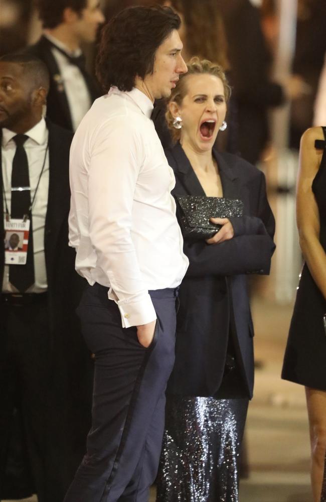 Adam Driver’s wife Joanne Tucker is all of us after a big night out. Picture: Max Lopes- Vasquez-clint / BACKGRID