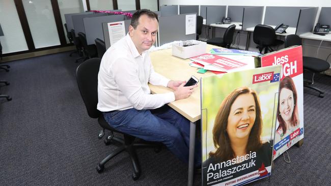 Evan Moorhead at Labor Party HQ during his time as the party’s state secretary. Picture: Annette Dew